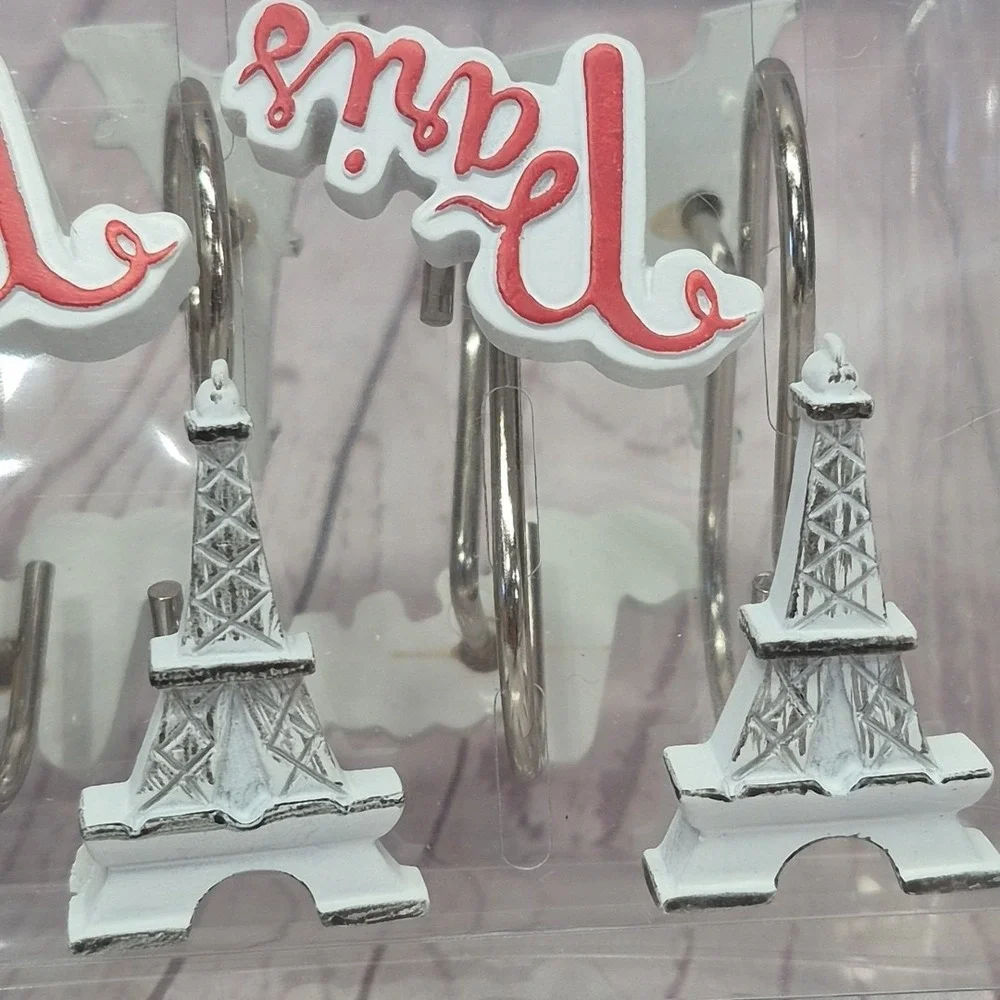 Soho Paris Kiss Fashion Resin Shower Hooks~Paris~Eiffel Tower 12pc Set~New